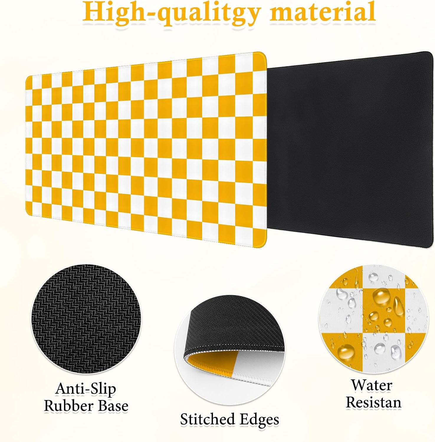 Yellow Checkered Desk Mat Large Mouse Pad Desk Pad Keyboard Computer Mat image 5