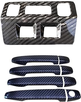 Real Dry Carbon Fiber Head Light Switch Knob Cover + Door Handle Cover Overlay on OEM part Compatible for SUBARU WRX STI 2015-2021 Add Aggressive Look to Your Subaru