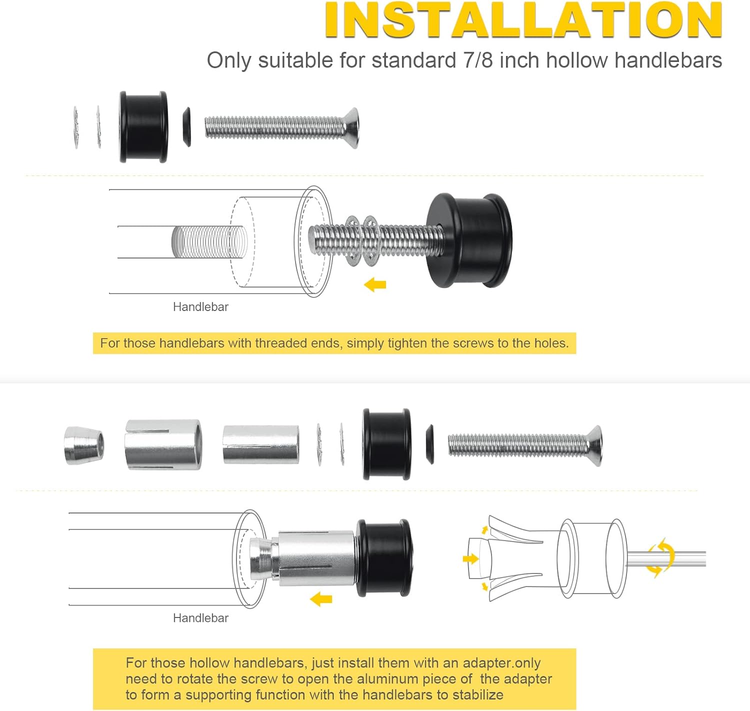 BUMBEE Motorcycle Bar End Mirrors - Rear View Black Mirror Compatible with Most Honda MSX125 CB500F Z125 pro-Z650 Z750 Z800 Z900 MT-03 FZ-07 MT-09 FZ-09 MT-10 FZ-10 MT-25 FZ6 FZ8 FZ6R0