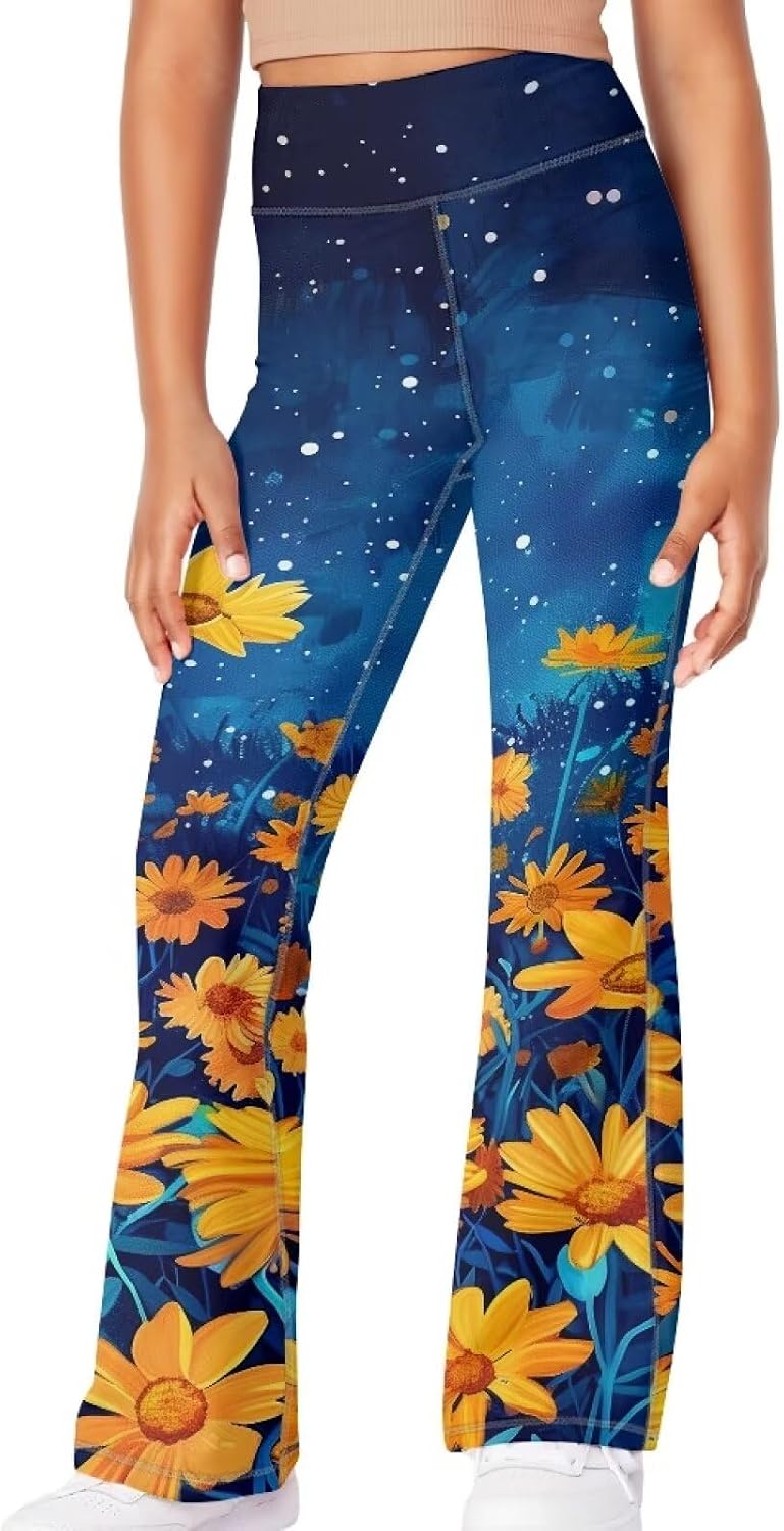Girl Yoga Leggings High Waisted Flare Pants Wide Leg Casual 5-14Y