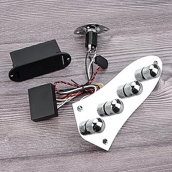 Guitar Prewired Control Plate Loaded Control Board with Wiring Harness Fit for Jazz Bass Guitar Replacement Parts,Come with Metal Knobs,Potentiometers,Crcuit Set for Electric Guitar Preamp Silver