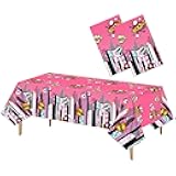 YiYou Superhero Plastic Tablecloth Pink 2 Pack 51 x 87 Inches Superhero Party Decorations Rectangle Disposable Hero Table Cover Super Hero Theme Birthday Party Supplies