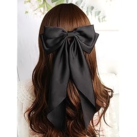 SUSULU Black Ribbon Bow Hair Clips with Long-Tail - Party Hairpins and Accessories for Women and Girls, 2pcs