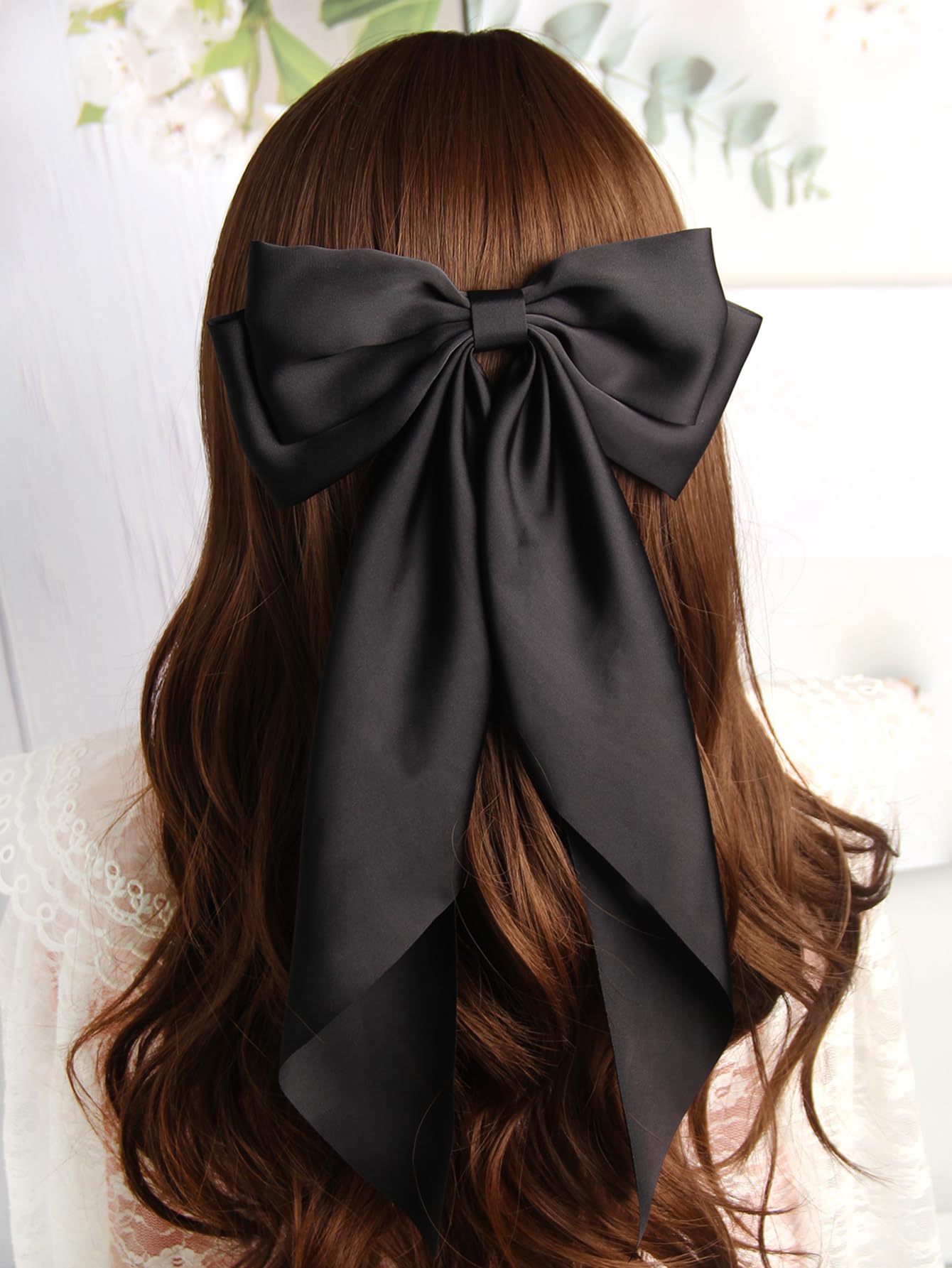 Amazon.com : SUSULU Black Ribbon Bow Hair Clips with Long-Tail