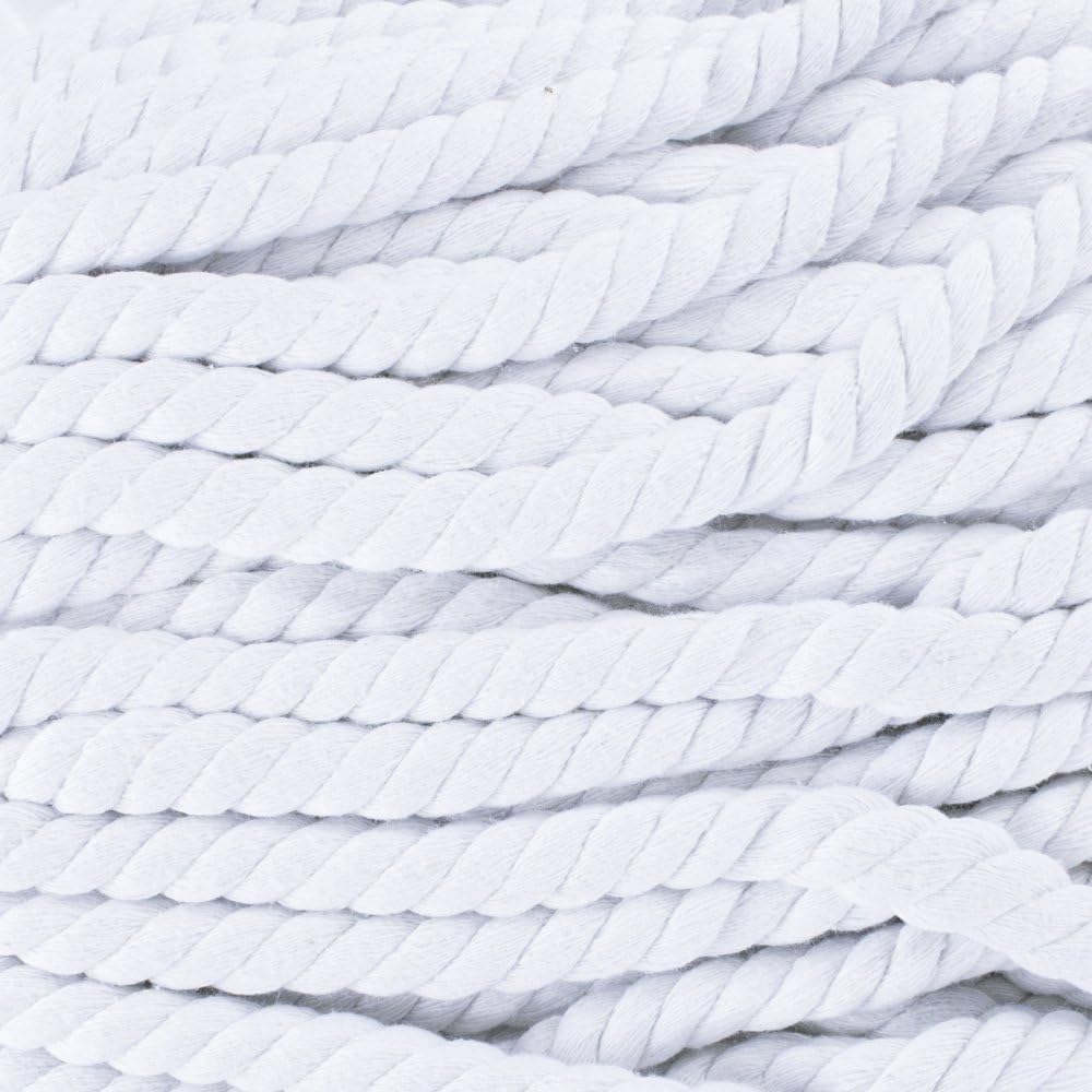 Natural Twisted Cotton Rope - Soft But Strong - Assorted Colors - 1/2 Inch Diameter (White, 100 Feet)