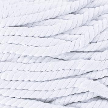Premium Super Soft Colored Twisted Cotton Rope (White - 10 Feet X 1/2 ...