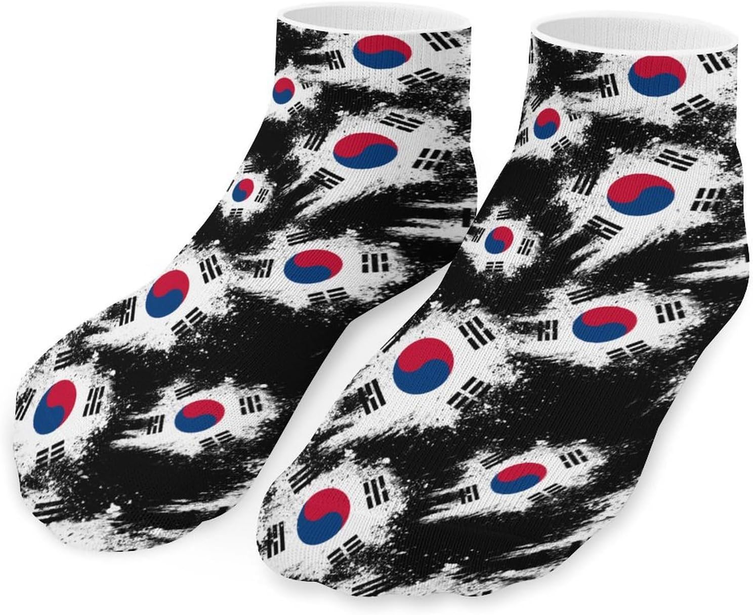 South Korea Splatter No Show Ankle Socks Low Cut Non Slip Flat Boat Line 5 Pairs Set