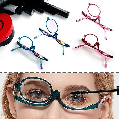 Miniatura 3 de Sehnsucht 2 pares de lentes de lectura para maquillaje de ojos, para mujer, con aumento y cosméticos, lentes de maquillaje giratorios para mujer