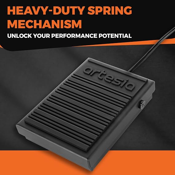 Artesia ASP-1 Universal Sustain Pedal with 6 ft (1.8 m) Cable, Polarity Switch, and Non-Slip Bottom, Universal Piano Pedal for Digital Pianos, Piano Keyboards, MIDI Keyboards, and Synthesizers