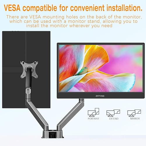 Miniatura 5 de ZFTVNIE Monitor portátil, 14 pulgadas, 2K, Full HD, 2560 × 1600P, monitor de viaje para portátil, pantalla externa con altavoces integrados y