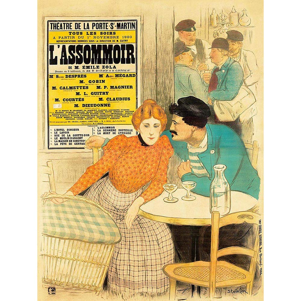 Wee Blue Coo Advert Theatre Stage Play L'Assommoir Zola France Cafe Art Print Poster Wall Decor 12X16 Inch