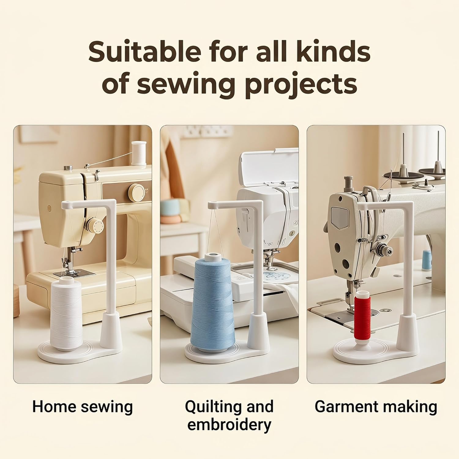 Large Capacity Thread Spool Stand, Thread Stand for Sewing Machine, White