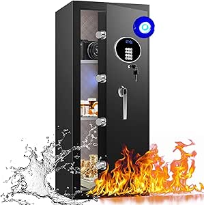 9.2 Cu Ft Fireproof Safe with LED Light - 60 Min Fire Rated Waterproof Security Box, Digital Keypad Lock for Home Office, Documents, Jewelry, Laptop & Valuables