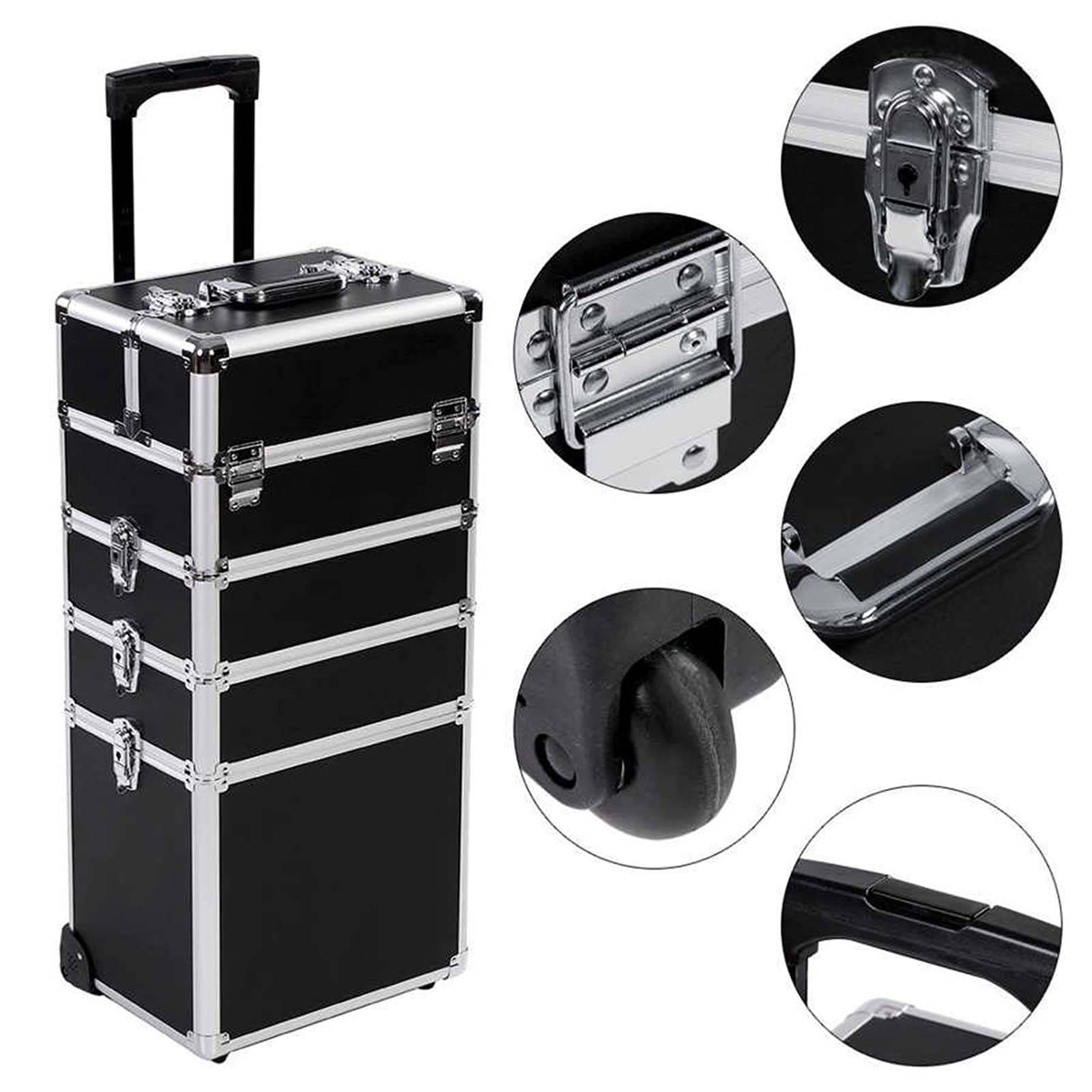 Przybornik Przenośna skrzynka narzędziowa z kołami Uroda Travel Schowek Wózek do przechowywania Wózek wielofunkcyjny Rama aluminiowa Zdejmowana 4 w 1 Toolbox Skrzynia z narzędziami