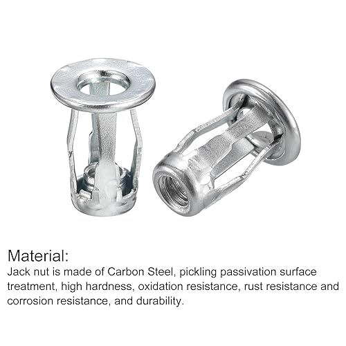 Miniatura 4 de uxcell Tuercas de gato M5, 5 tuercas roscadas de acero al carbono para metal fino, longitud de 0.724 in