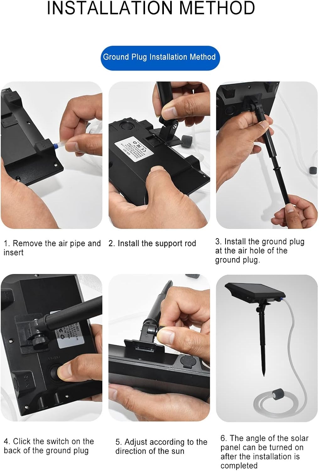 Solar Water Air Pump Fish Oxygenator,Outdoor Pool Pond Air Oxygen Pump Aerator with Aquarium Oxygen Pipe and Air Bubble Stone,for Gardening Water Circulation,Small Pond,Landscape