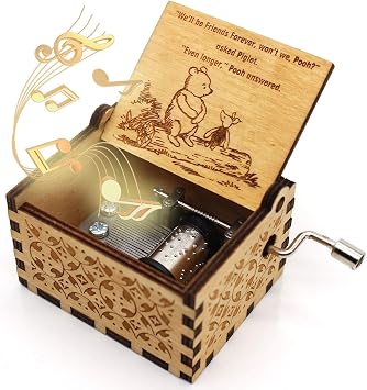 Ukebobo Wooden Music Box - The Pooh Saying Gift, Merry Christmas & New Years Gift - 1 Set