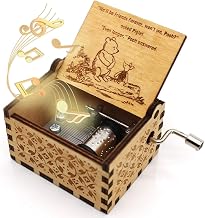 ukebobo Wooden Music Box - The Pooh Saying Music Box, Gift for Friend, Merry Christmas Music Box, New Year's Gifts - 1 Set