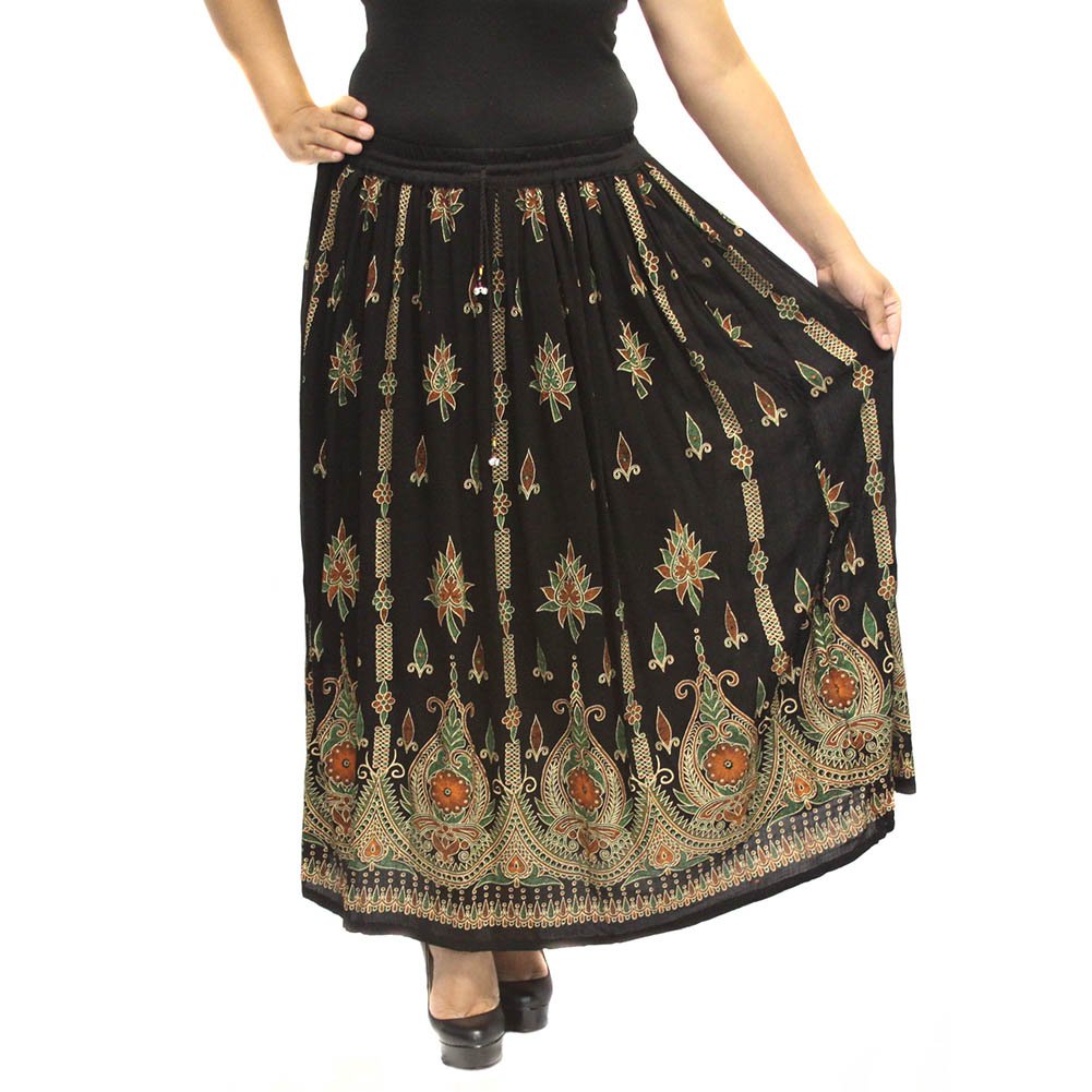 BombayFashions Print Bohemian Peasant Hippie Gypsy India Lightweight Lined Skirt