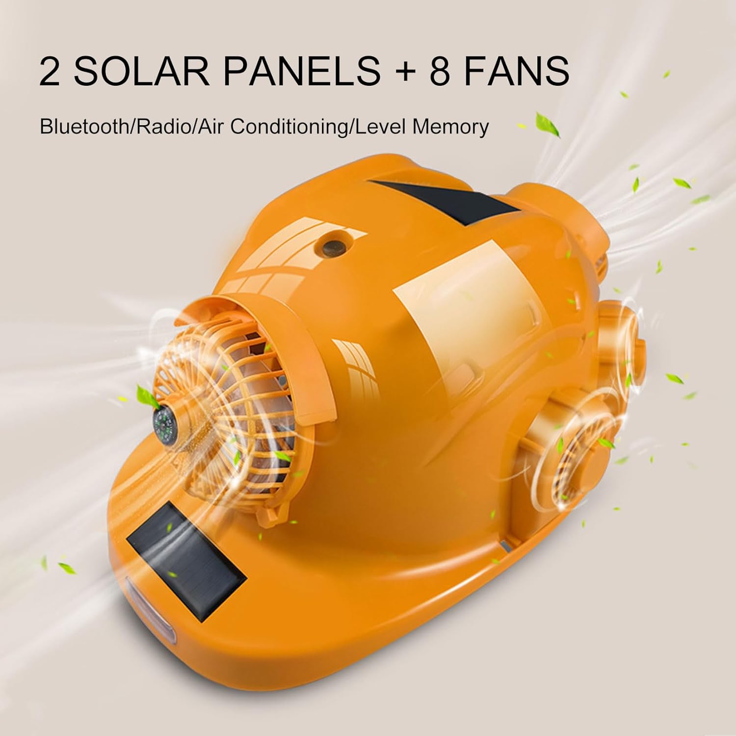 Smart Construction Hard Hat with 8 Fans and 2 Solar Panels, Bluetooth Music Safety Helmet, USB Charging Hard Hat for Construction and Home Improvement