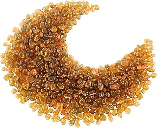 Hilitchi Glass Stones Non-Toxic Beautiful Smooth Vibrant Colors Vase Filler, Table Scatter, Aquarium Fillers, Gems Displaying, Gem Glass Confetti [Amber Stone Aprox. 1lb(455g)/Bag]