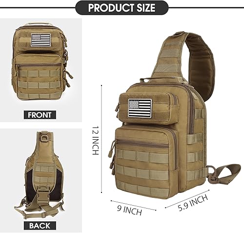 Miniatura 2 de HAOMUK Mochila táctica para el hombro, mochila militar Rover, bolsa pequeña EDC para el pecho para hombres