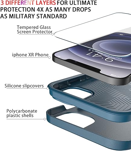Miniatura 4 de Diverbox Funda para iPhone 12 a prueba de golpes a prueba de caídas protector de pantalla de vidrio templado, funda de protección resistente para