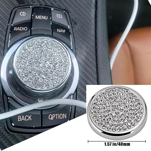 Miniatura 4 de MICROCK Accesorios brillantes para BMW 1 2 3 5 7 Series X1 X3 X5 X6 Media iDrive Interruptor de control botón cubierta botón de cristal diamantes de