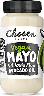 Chosen Foods Vegan Mayo, 24 Fl Oz - Plant Based Mayonnaise made with 100% Pure Avocado Oil - Non-GMO, Gluten-Free, Dairy-Free, Keto Friendly - (Pack Of 1)