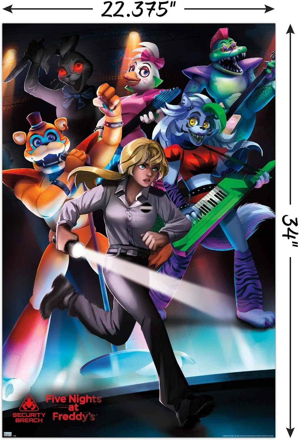 Trends International Five Nights at Freddy's: Security Breach - Group Wall Poster, 22.375" x 34", Poster & Mount Bundle