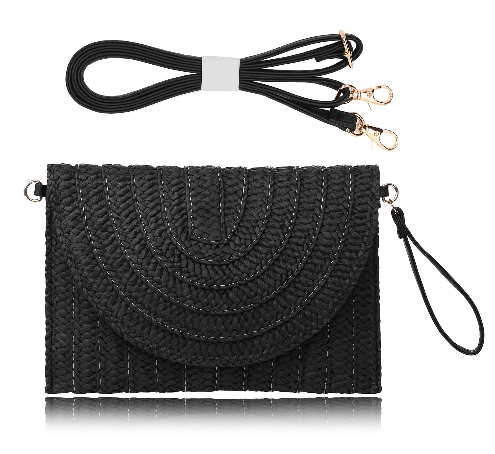 COOKOOKY Straw Clutch Handbag Summer Beach Straw Purse for Women woven Envelope Bag