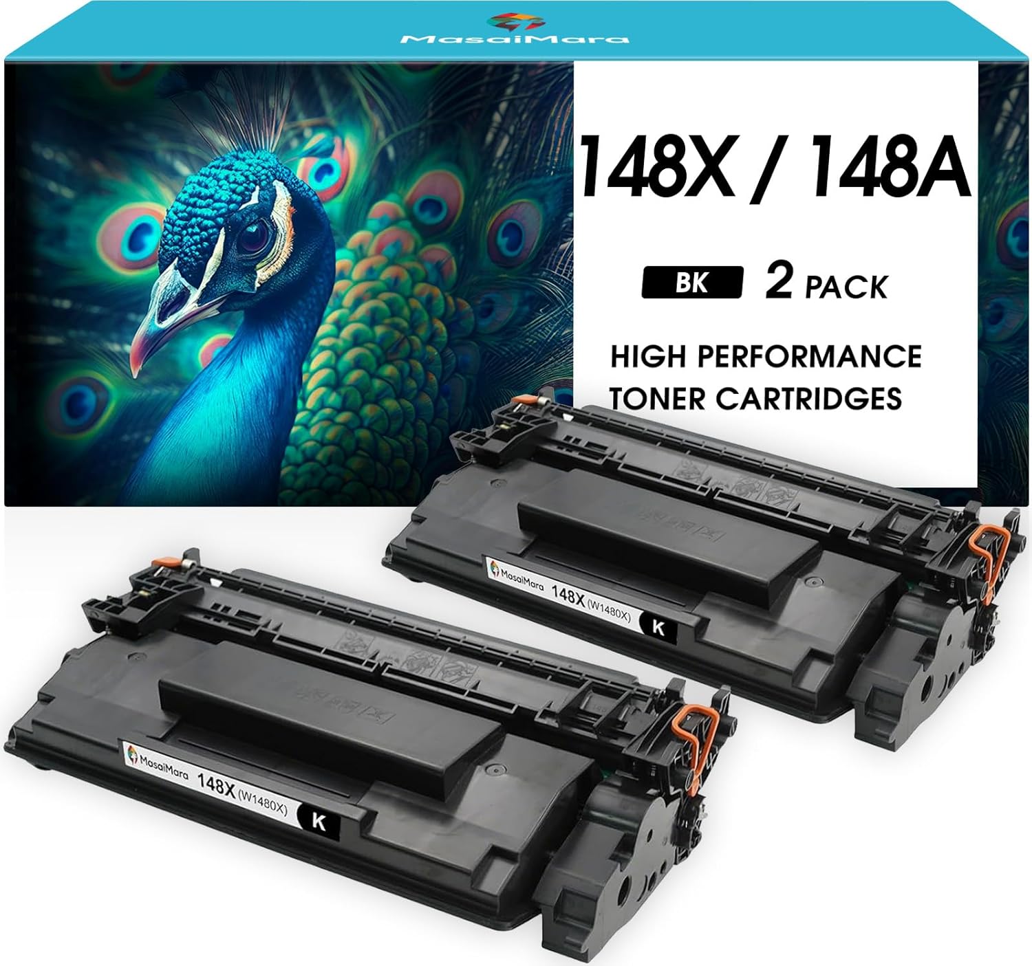 MasaiMara 148X 148A High Capacity with Chip Compatible Toner Cartridges Replacement for HP W1480X W1480A MFP 4101fdw MFP 4101fdn MFP 4101dw 4001dw 4001dn 4001n Printer (Black, 2-Pack)