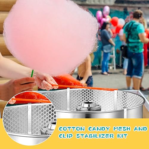 Miniatura 5 de Juego de 3 piezas de malla de algodón de azúcar y 12 piezas de estabilizador de clip, suministros de máquina de algodón de azúcar, clips de acero