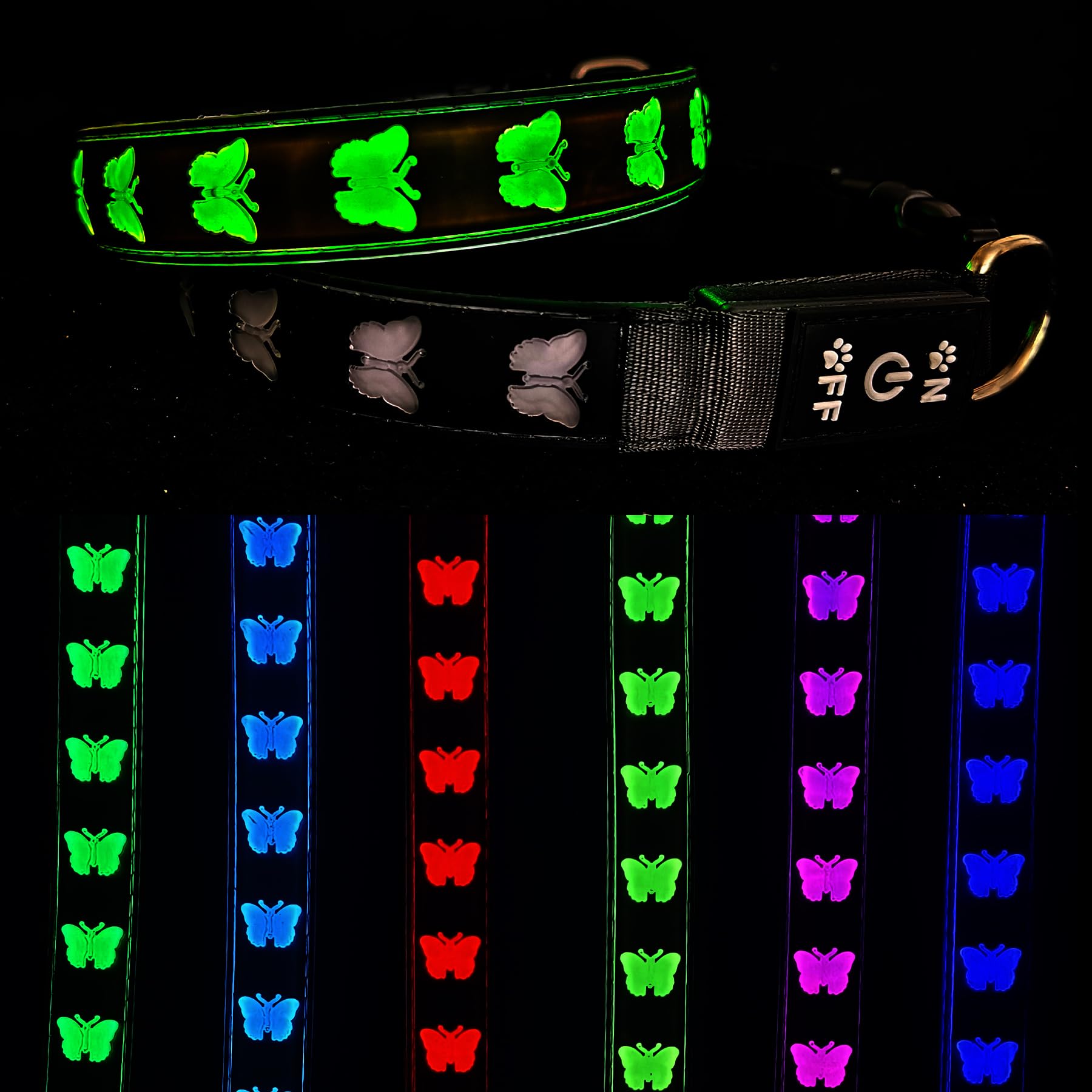 Photo 1 of DOGLED USB-C led Light up Dog Collar, 3D Design Comfortable and Soft Material,Multicolored Lighting?Night Dog Collar (BT-Black, M(15.7-19.7")) M(15.7-19.7") BT-BLACK