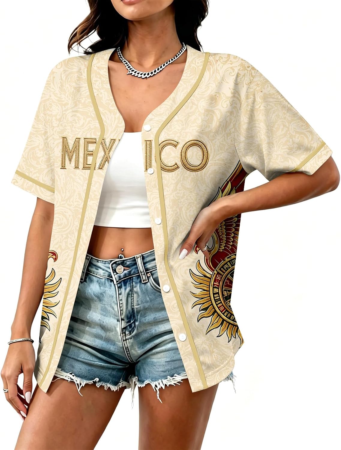 Mexico Jersey Soccer Shirts 2026 Women Short Sleeve Y2k Crop Tops Mexico Jersey Breathable Football Graphic Tees