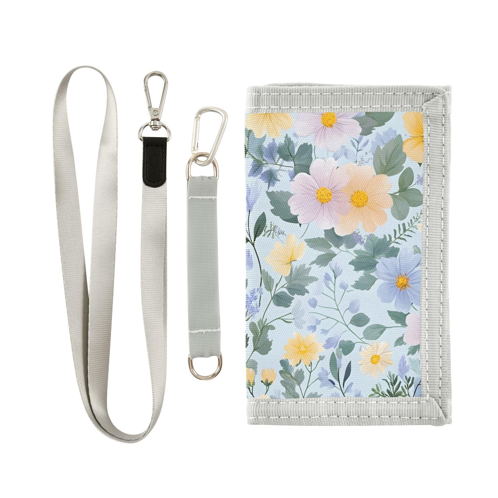 ALAZA Kids Wallets for Boys Girls Toddler Trifold Wallet Children Small Korean Flower Pattern with Zipper Coin Pocket