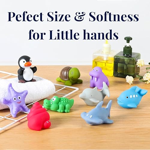Vista 4 de XY-WQ Juguetes de baño sin agujero, para bebés y niños pequeños, juguetes de bañera sin agujeros (animales marinos Ⅱ, 9 piezas con bolsa de malla)