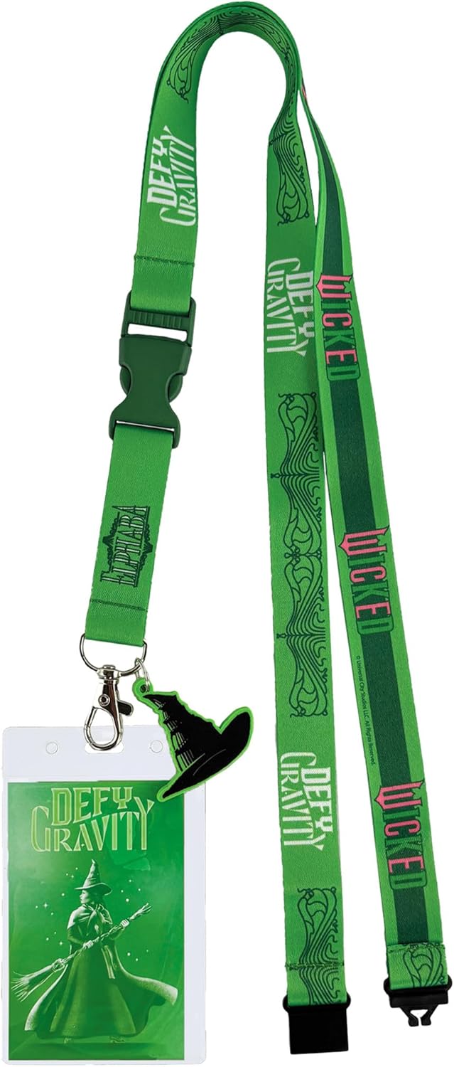 Wicked Breakaway Lanyard Elphaba Defy Gravity ID Holder with 2" Rubber Charm