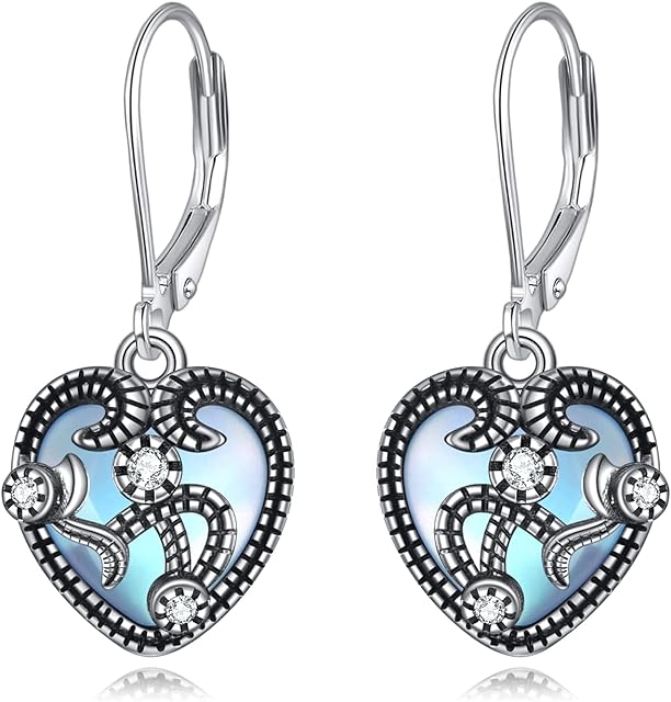 Moonstone Earrings Sterling Silver Vintage Dangle Drop Leverback Earrings Heart Moonstone Jewellery Birthday Gifts for Women Mum
