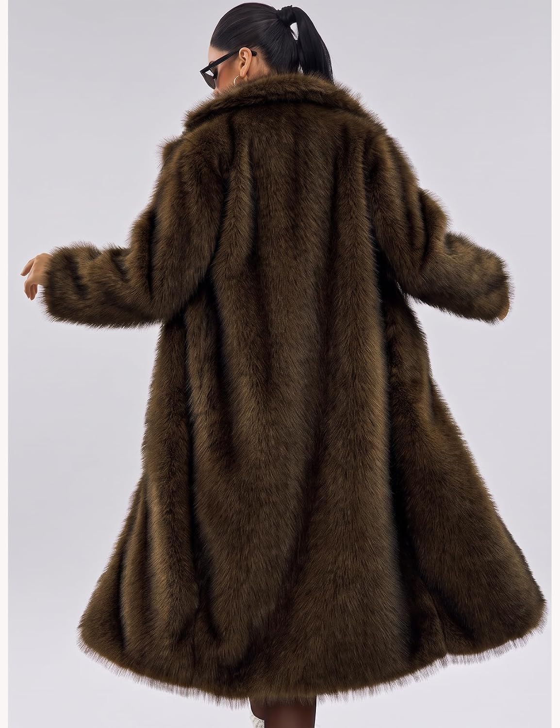 Wyeysyt Womens Faux Fur Coat Long Warm Fluffy Winter Jacket