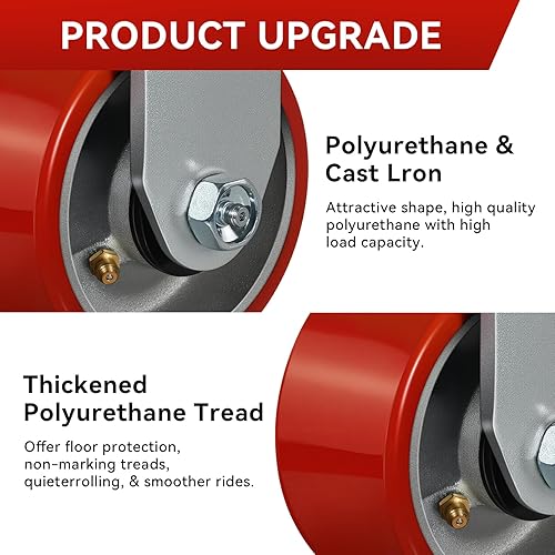 Miniatura 5 de FOVERSWIVE Ruedas industriales de 4 x 2 pulgadas, ruedas resistentes, ruedas de poliuretano, capacidad de hasta 800 libras. Uso para camión de