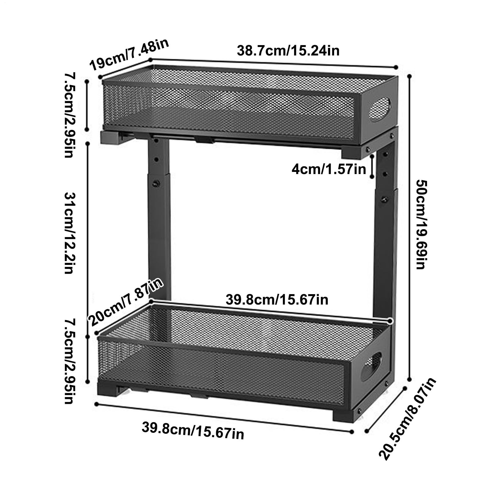 Organizador Para Debajo Del Lavabo Del Baño Organizadores Extraíbles Y | Estante de Organización con Altura Ajustable para Hogar, Cocina, Despensa, Armario, Baño, Lavandería