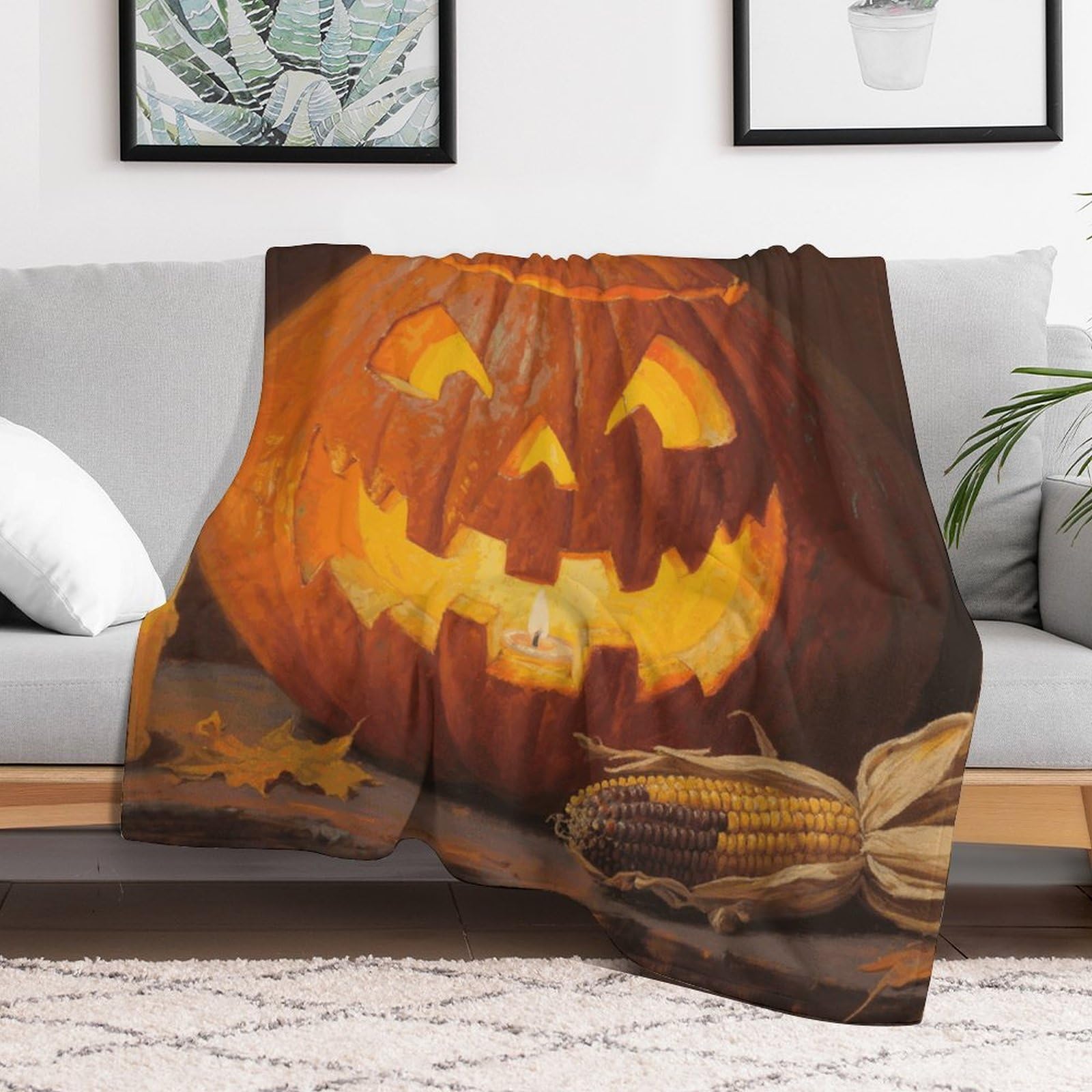 Custom Pumpkin Blanket Lightweight Flannel Fleece Throw for Couch Sofa Bed Luxury Soft Cozy Plush Lap Bedtime Blanket for All Seasons Bedroom Home Decor Gifts 60x80