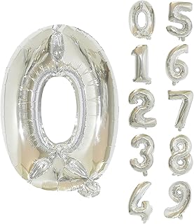 Trimming Shop 16" Foil Balloons, Number 0 Balloon, Self Sealing Helium Balloons for Birthday, Wedding, Party Supplies, Dec...