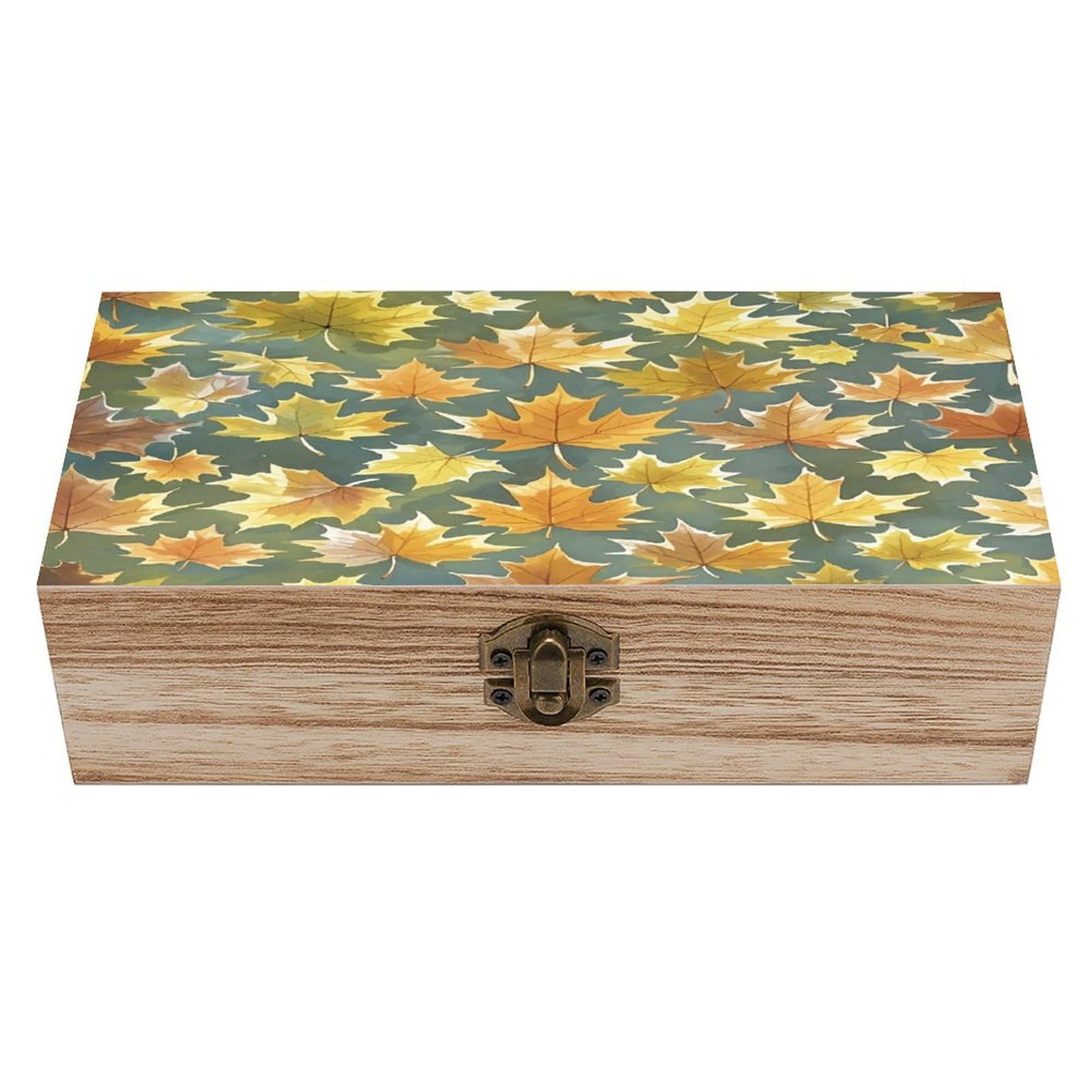 LZQPOEAS Maple Leaf Pattern Wooden Box Storage Space to Organize Jewelry in A Beautiful Small Storage Box Decorative Card Boxes Memory Treasure Boxes for Crafts And Photo Storage