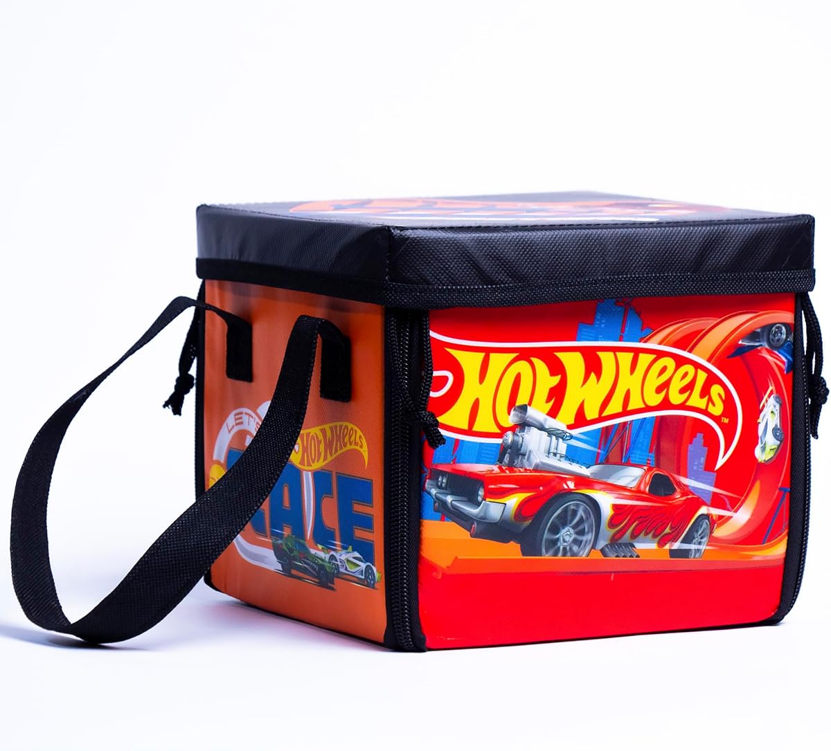 ZipBin - Car Storage Box & Playmat with Ramp, Kids 3+ | Unzips to 21x21 in Racetrack Mat, Portable Travel Case for Toy Cars, Compact 8x8x7 in Bin, Suitable for Kids Ages 3+