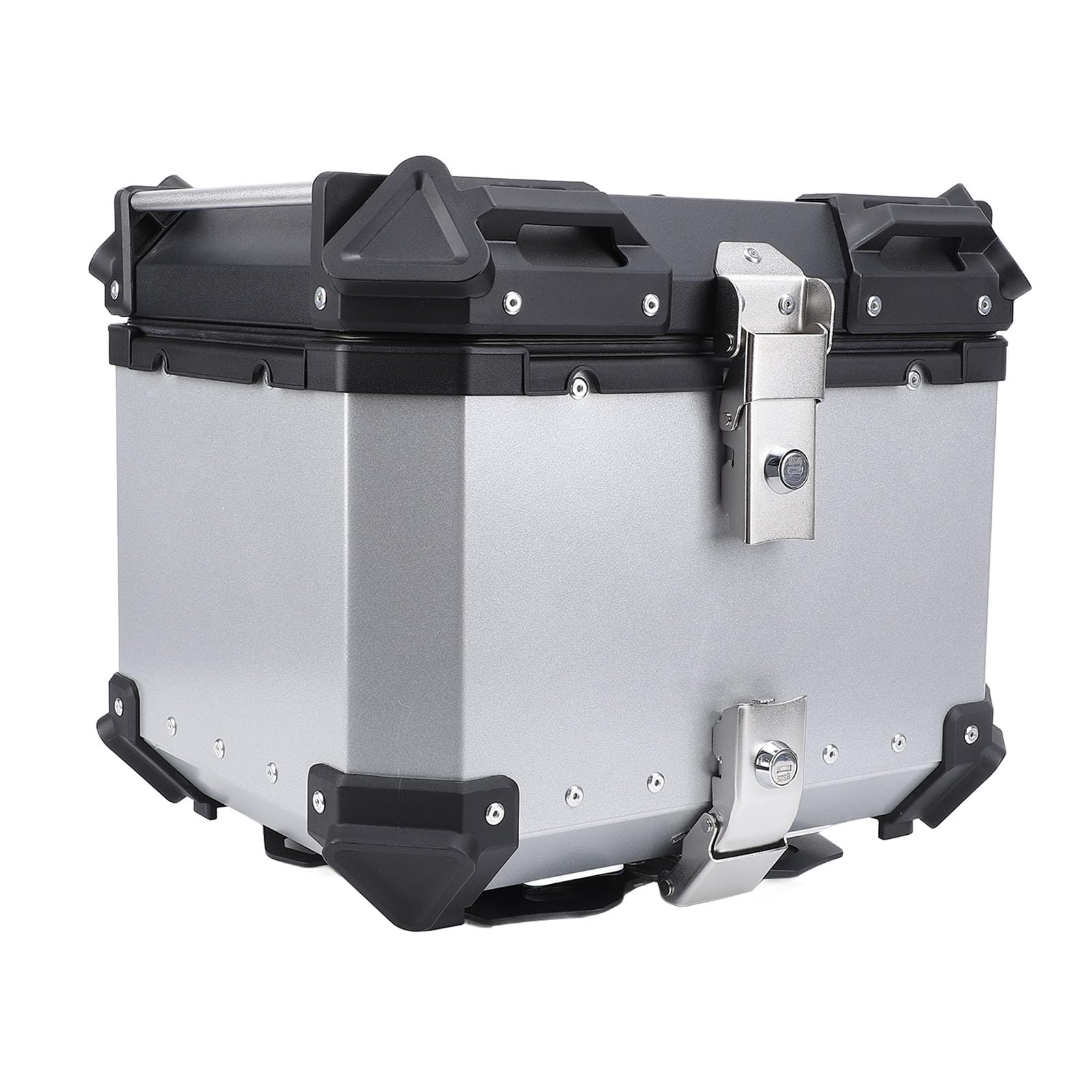 36L Motorcycle Top Case Aluminum Alloy Water Motorcycle Trunk Luggage Box with Security Lock for Helmet Luggage Storage (Silver)