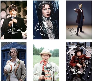 Set of All 14 Doctor Who Doctors Signed 6X4 Inch Photo Prints With Pre Printed Signatures That Would Make A Great Gift For Any Fan.