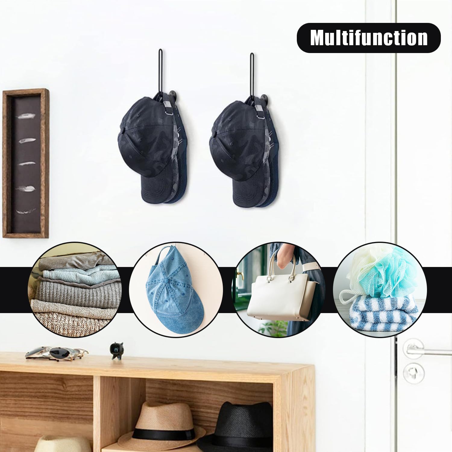 Porta Cappelli Parete Porta Cappelli Armadio Appendi Cappelli Portacappelli, 2 Pezzi Appendiabiti Rack Organizzatore Armadio Appeso Cappello Baseball, Espositore a Sfera per Camera da Letto