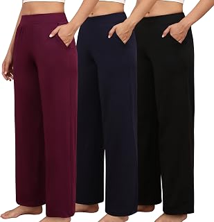 3 Pack Women's Petite Sweatpants, Casual Wide Leg Pants Loose Fit Lounge Pants with Pocket,XS-XL